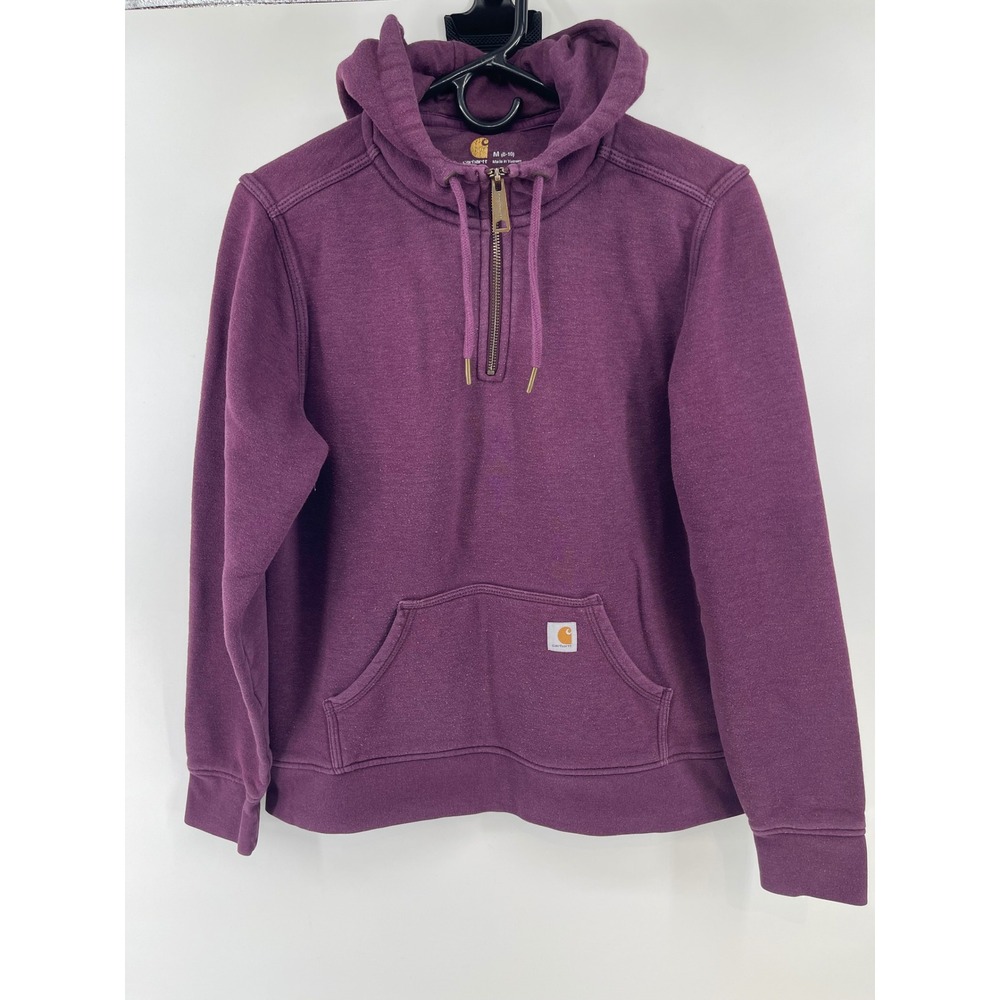 Carhartt Hoodie Women Medium M 8/10 Purple Quarter Zip Fleece Utility Streetwear